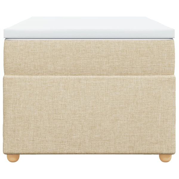 vidaXL Seng med madrass boksfj&aelig;r kremhvit 90x200 cm stoff