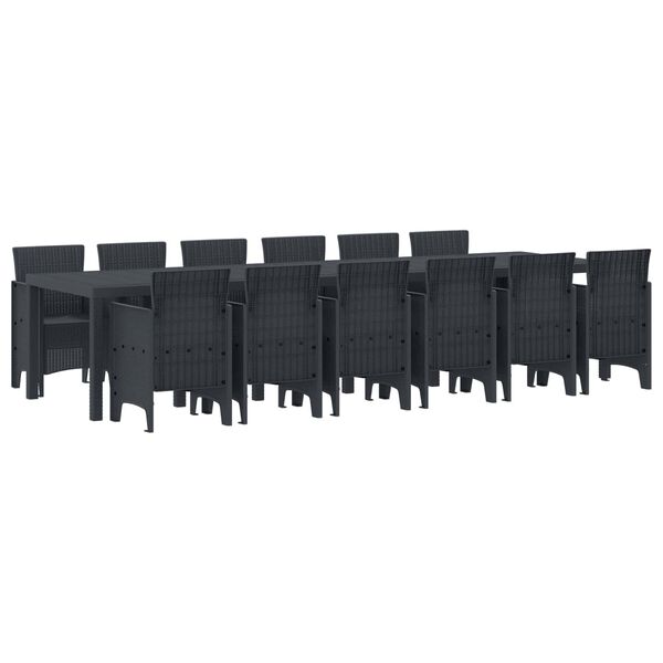 vidaXL Hage Spisegruppe 13 pcs Antrasitt Polt rattan
