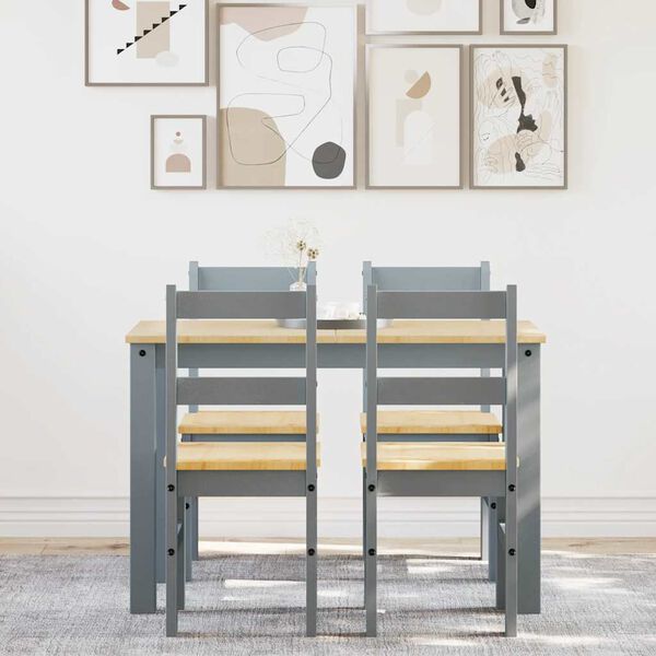 vidaXL Spisestue 5 deler Panama gr&aring; heltre furu