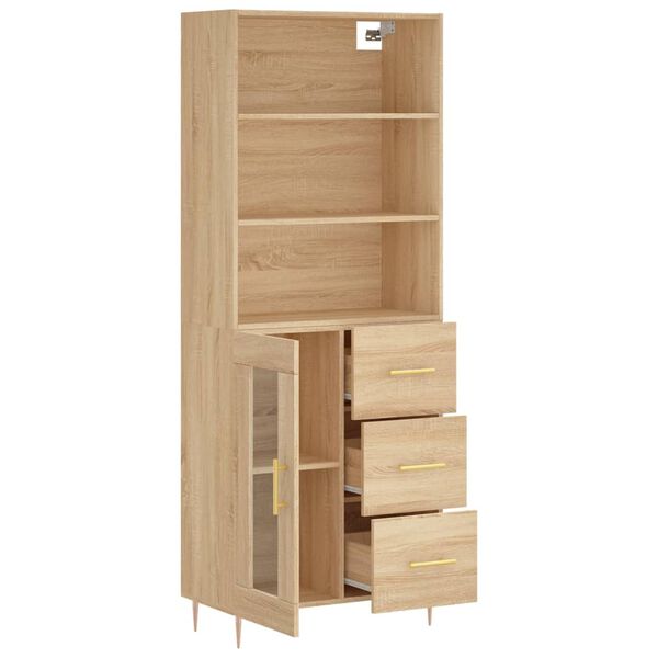 vidaXL Highboard sonoma eik 69,5x34x180 cm konstruert tre