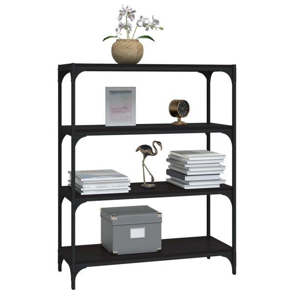 vidaXL Bokhyllesvart 80x33x100 cm konstruert tre og stål