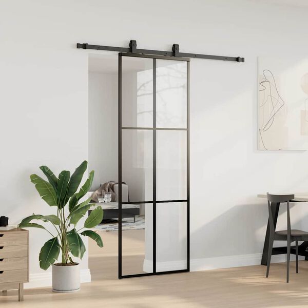 vidaXL Skyved&oslash;r med monteringssett svart 76x205 cm ESG-glass