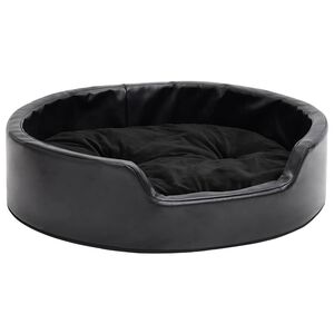 vidaXL Hundeseng svart 69x59x19 cm plysj og kunstig l&aelig;r