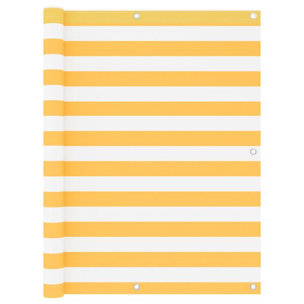 vidaXL Balkongskjerm hvit og gul 120x500 cm oxfordstoff