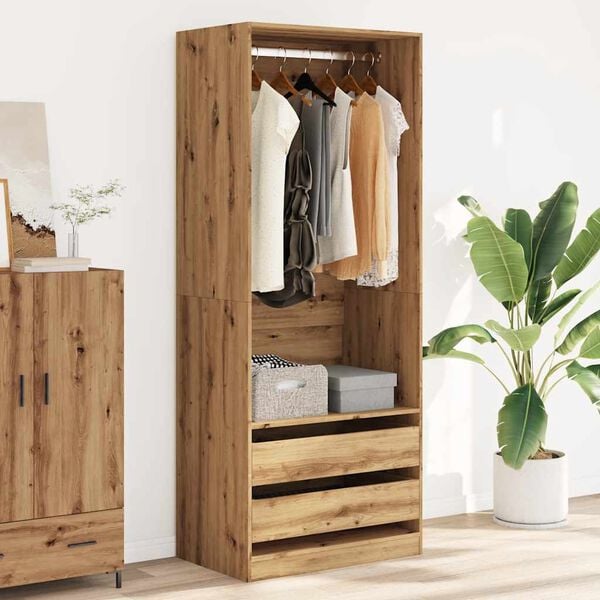 vidaXL Garderobe artisan eik 80x50x200 cm konstruert tre