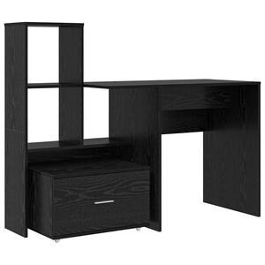 vidaXL Skrivebord Svart Eik Konstruert tre 131,5 x 50 x 106,5 cm