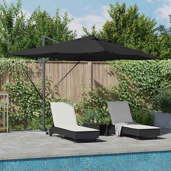 vidaXL Kipp Roma Parasol med lås Svart og svart 352 x 251 x 265 cm