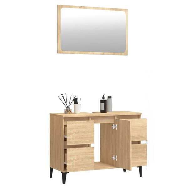 vidaXL Baderomsskapsett 2 deler sonoma eik konstruert tre