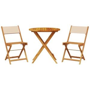 vidaXL Bistrosett 3 deler beige stoff og heltre