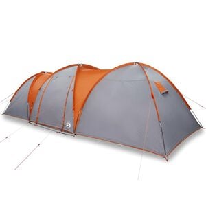 vidaXL Kuppeltelt for camping 8 personer gr&aring; og oransje vanntett
