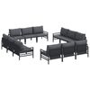 vidaXL Hagesofa Set med pute 12 pcs Svart St&aring;l