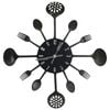 vidaXL Veggklokke med skje og gaffeldesign svart 40 cm aluminium