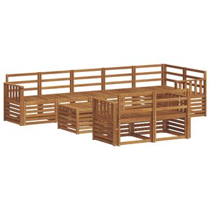 vidaXL Sofasett 9 pcs Naturlig Solid akasietre