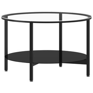 vidaXL Tebord svart og gjennomsiktig 70 cm herdet glass