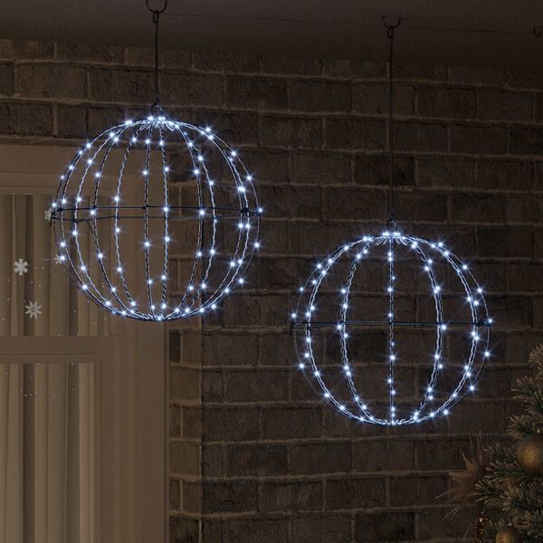 vidaXL Kule med 192 LED 2 pcs Kaldhvit 40,5 x 40,5 x 42 cm Metall