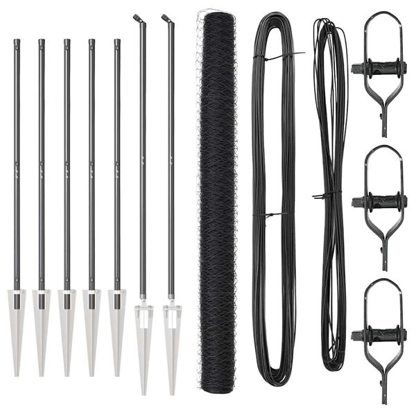 vidaXL Gjerdep&aring;le Gr&aring; 10 x 1,6 m (36 mm nett) St&aring;l og PVC