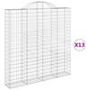 vidaXL Gabionkurver buede 13 stk 200x30x200/220 cm galvanisert jern