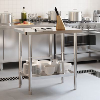 vidaXL Matlagingsbord for kjøkken 82,5x55x85 cm rustfritt stål