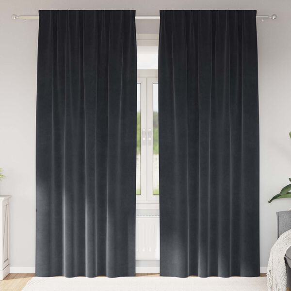 vidaXL Blendingsgardiner 2 pcs M&oslash;rkegr&aring; 140 x 260 cm Fl&oslash;yel
