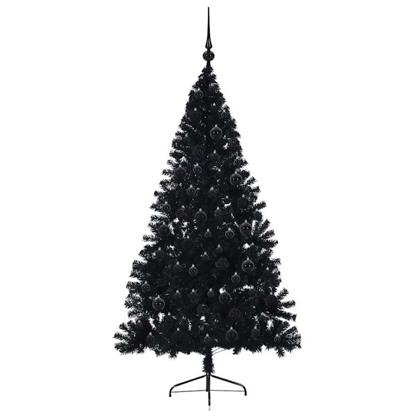vidaXL Kunstig Forh&aring;ndsopplyst Juletre med 300 LED Svart 180 cm PVC