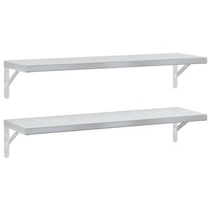 vidaXL Vegghyller 2 stk 100x30 cm s&oslash;lv rustfritt st&aring;l