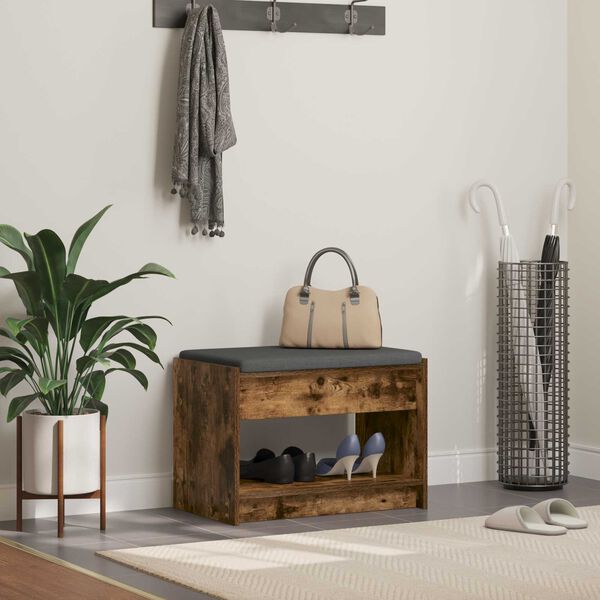 vidaXL Gangbenk R&oslash;kt Eik 63 x 38 x 45 cm Konstruert treverk og stoff