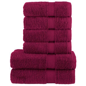 vidaXL Premium h&aring;ndklesett 6 deler SOLUND burgunder 600 gsm