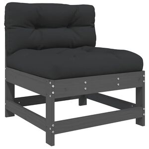 vidaXL Midtsofa med puter gr&aring; heltre furu