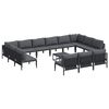 vidaXL Hagesofa Set med pute 14 pcs Svart St&aring;l