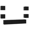 vidaXL TV-benksett Veggmontert 7 pcs Svart Eik Konstruert tre