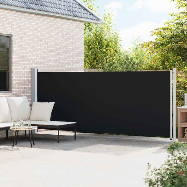 vidaXL Uttrekkbar sidemarkise 600x160 cm svart