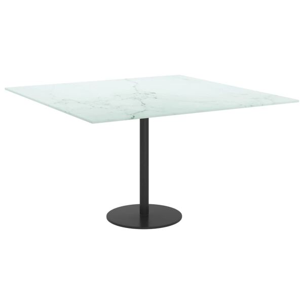 vidaXL Bordplate hvit 70x70 cm 6 mm herdet glass med marmor design