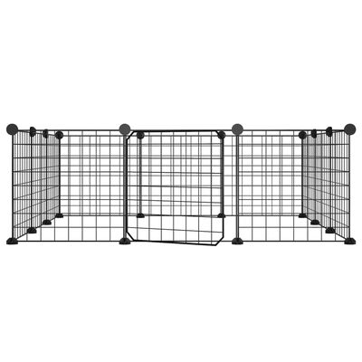 vidaXL Dyrebur 12 paneler med dør svart 35x35 cm stål