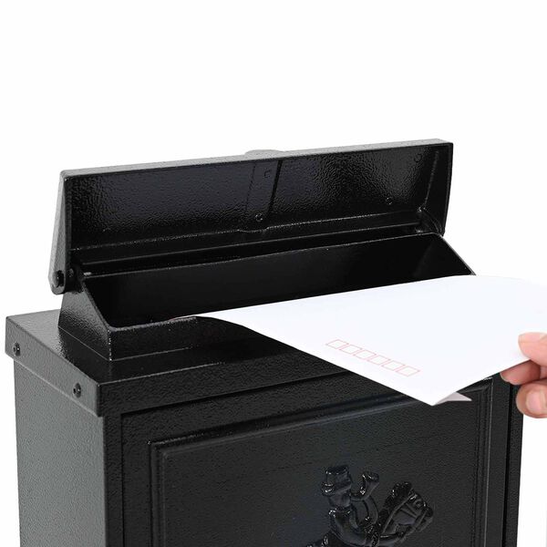 vidaXL Veggmontert postkasse Svart 29 x 13 x 41 cm St&oslash;pt aluminium