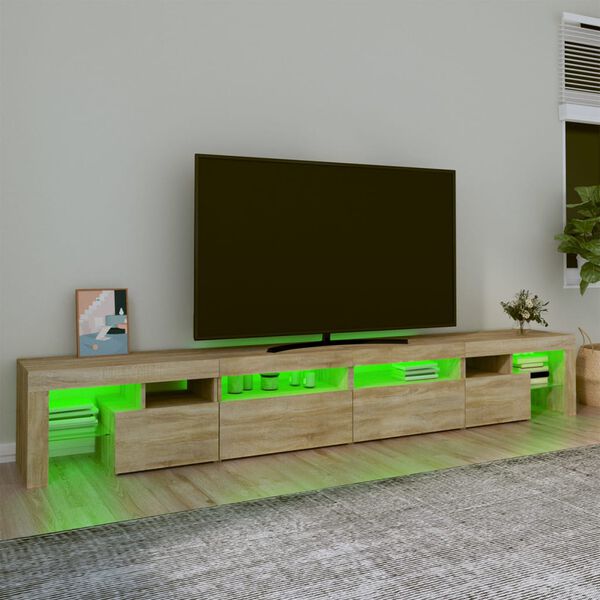 vidaXL TV-benk med LED-lys sonoma eik 260x36,5x40 cm