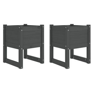 vidaXL Plantekasser 2 stk gr&aring; 40x40x52,5 cm heltre furu