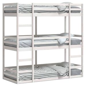 vidaXL Trippel k&oslash;yeseng hvit 90x190 cm heltre furu