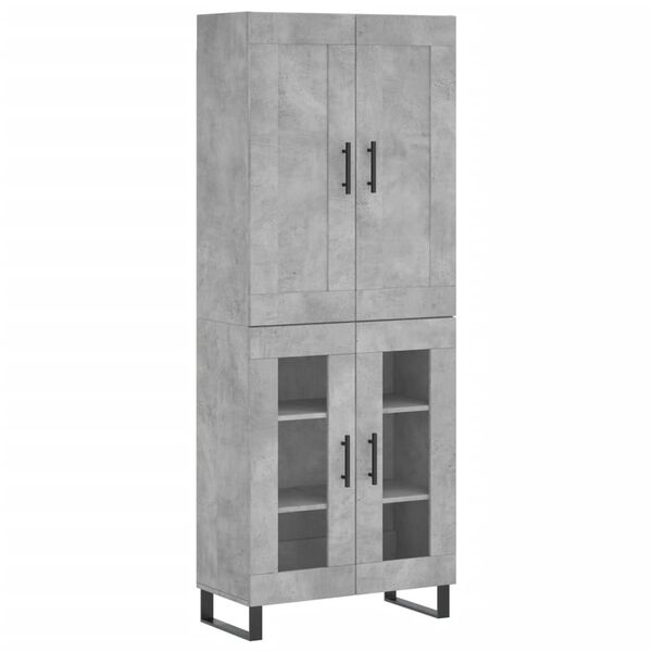vidaXL Highboard betonggr&aring; 69,5x34x180 cm konstruert tre