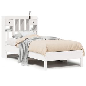 vidaXL Seng med bokhylle uten madrass hvit 90x190 cm heltre furu