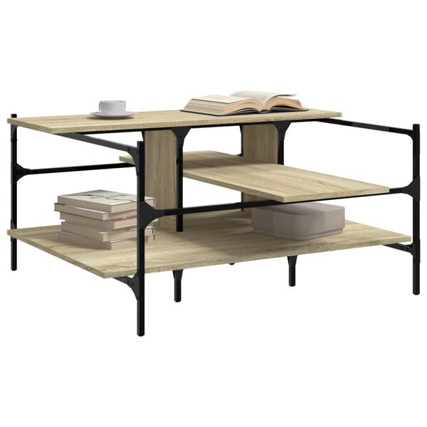 vidaXL Salongbord sonoma eik 100x100x48,5 cm konstruert tre