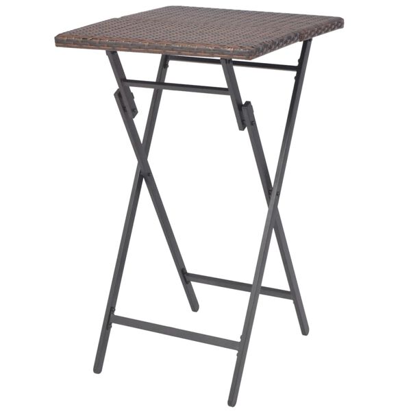 vidaXL Sammenleggbart bistrosett 3 deler st&aring;l polyrotting brun