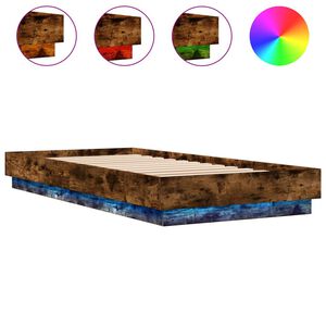 vidaXL Sengeramme med LED-lys r&oslash;kt eik 100x200 cm
