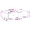 vidaXL Vegghylle med skuffer svart 60x28x15 cm konstruert tre