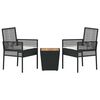 vidaXL Hage Bistro Sett 3 pcs Svart polyrotting
