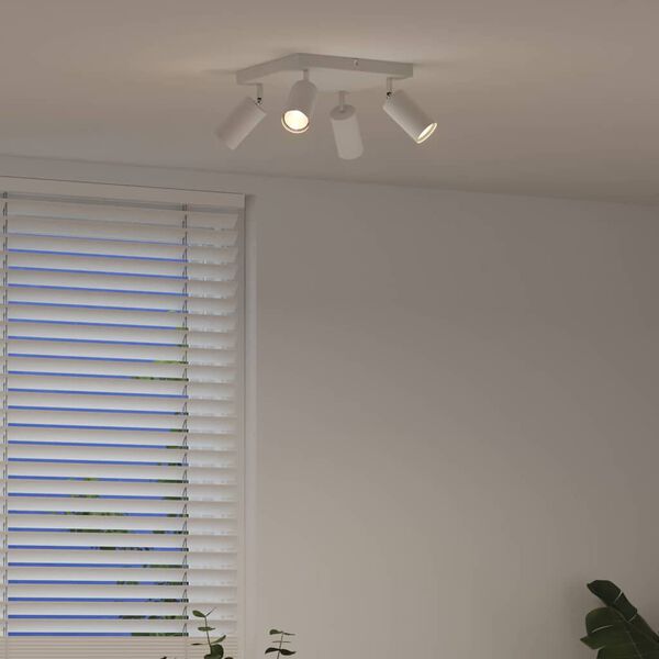 vidaXL Takspot med s&oslash;kelys Hvit 26 x 26 x 16,5 cm Metall