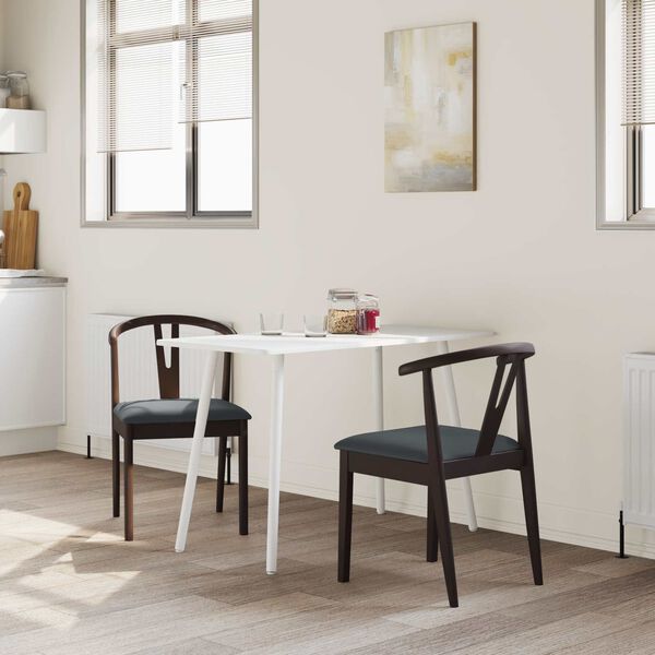 vidaXL Spisestuestol 2 pcs Lys Brun og Svart Solid Gummitre