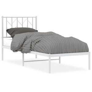 vidaXL Sengeramme i metall uten madrass med hodegavl hvit 75x190 cm