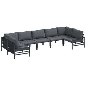 vidaXL Hagesofa Set 7 stk. Svart St&aring;l