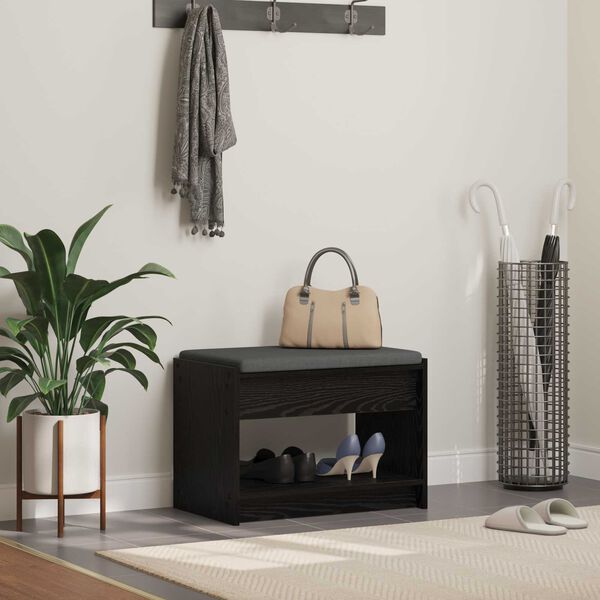 vidaXL Gangbenk Svart Eik 63 x 38 x 45 cm Konstruert treverk og stoff