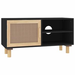 vidaXL TV-benk svart 80x30x40 cm heltre furu og naturrotting